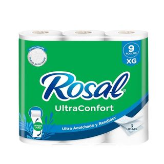 Papel Higiénico Rosal Plus Extra Grande Triple Hoja 9 un.