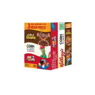 Kelloggs Cereal 3 pack froot loops, corn flakes, choco krispis Kelloggs 620 g 2.00 g