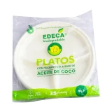 Edeca biodegradable Plato biodegradable 3 divisiones Edeca 25 uds 0.60 uds