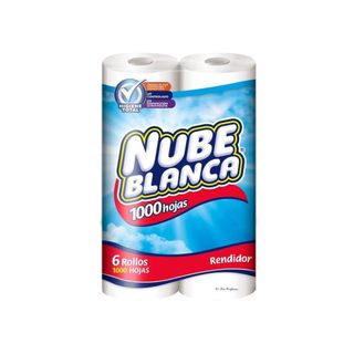 Papel Higiénico 1000 Hojas Nube Blanca 6 un.