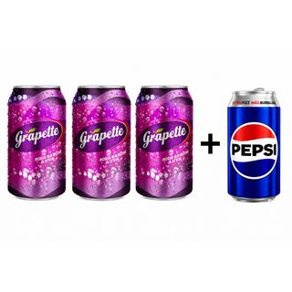 Grapette Pack 3 Grapette Lata 355ml + 1 Pepsi lata 355ml Gratis  355.00 ml