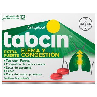 Tabcin Flema y Congestión Gel 12 Cápsulas