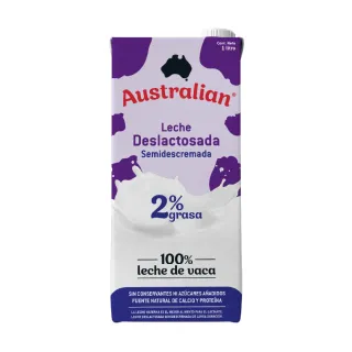 Australian Leche Deslactosada Semidescremada 2%  UHT 1 L