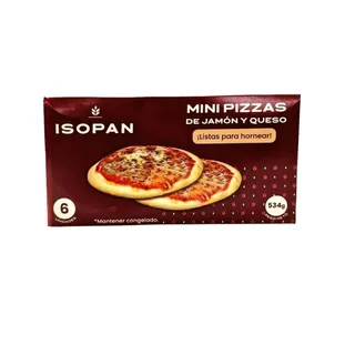 Isopan Mini Pizzas Jamón y Queso Horneadas 10 UN