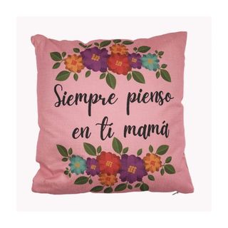 Cojín Con Mensaje Siempre Pienso En Ti Color Rosado 35X35 cm 1 UN