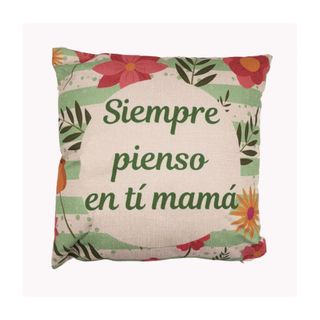 Cojín Con Mensaje Siempre Pienso En Ti Color Verde 35X35 cm 1 UN