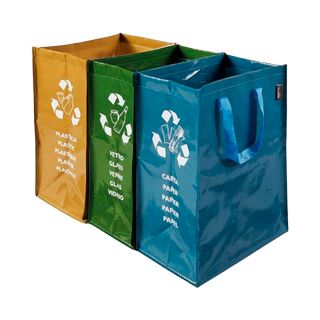 Perfetto Set de 3 Bolsas de Reciclaje Papel, Plástico y Vidrio para Clasificar Basura 3Un