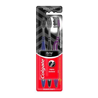 Colgate Cepillo Dental ZigZag Carbón 3 Pack.