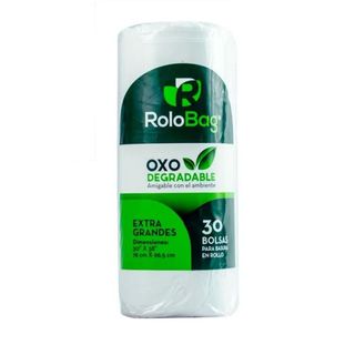 Bolsa Para Basura Blanca Mediana Biodegradable Rolobag 30 un.
