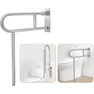 Barra de Apoyo Abatible para Baño con Soporte