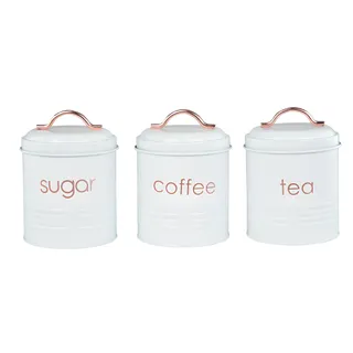 Set de 3 recipientes blancos con tapa y agarrador